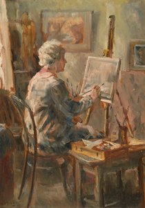 Künstler bei der Arbeit im Studio von Cor Visser, Ipswich
