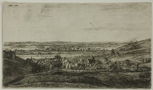 Eine Stadt in einem Tal von Anthonie Waterloo
