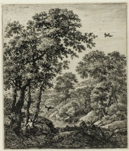Elias in der Wildnis, aus Sechs Landschaftsmotiven aus dem Alten Testament von Anthonie Waterloo