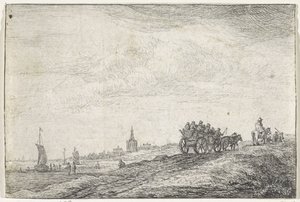 Küstenlinie mit Pferd und Wagen von Anthonie Waterloo
