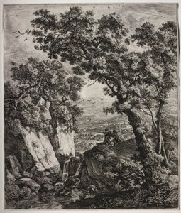 Sechs große aufrechte Landschaften mit Szenen aus dem Alten Testament: Tobias und der Engel