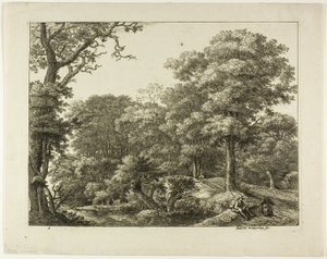 Der Wanderer ruht sich im Wald aus von Anthonie Waterloo