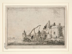 Der Brunnen, aus einer Serie von 12 Landschaftsradierungen von Anthonie Waterloo