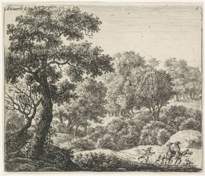 Zwei Reiter auf einem Waldweg von Anthonie Waterloo