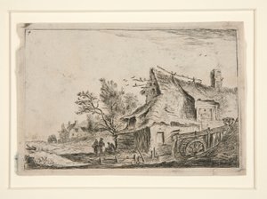 Dorf mit einer Wassermühle, aus einer Serie von 12 Landschaftsradierungen von Anthonie Waterloo