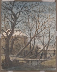 Winterlandschaft mit einem Mann, der überquert von Anthonie Waterloo