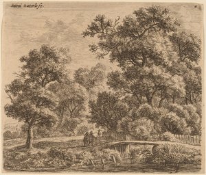 Waldlandschaft mit einer Brücke