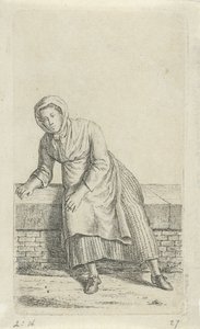 Sitzende Frau auf einer Mauer von Anthonie Willem Hendrik Nolthenius de Man