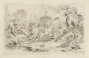 Nymphen und Satyrn vor einem Tempel des Bacchus von Anthonie de Winter