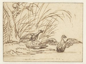Drei Enten am Wasserufer von Anthonie van Borssom