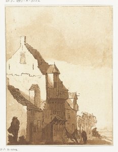 Haus mit Schubkarre vor der Tür von Anthonie van den Bos
