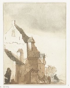 Haus mit Schubkarre vor der Tür von Anthonie van den Bos
