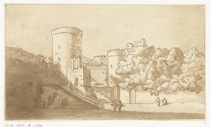 Mauer einer Burg mit Türmen