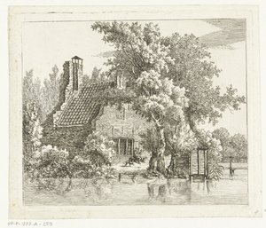 Rauchender Mann auf einer Bank vor der Ruine des Hauses Snaatburg in Maarssen von Anthonie van den Bos
