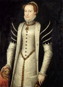 Porträt einer Adligen mit einem Welpen, 1555