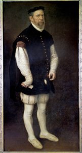 Ganzkörperporträt von Pejeron, Hofnarr des Grafen von Benavente von Anthonis Mor van Dashorst