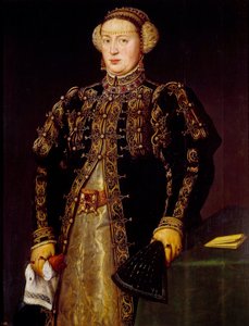 Porträt von Katharina von Kastilien, Ehefrau von Johann III. von Portugal von Anthonis Mor van Dashorst