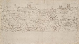 Panorama von London, gesehen von Southwark: Billingsgate bis Tower Wharf, 1554