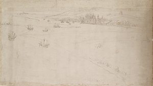 Panorama von London gesehen von Southwark: Greenwich, 1554
