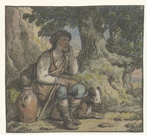 Junge unter einem Baum mit einem Hund und einem Krug von Anthony Andriessen