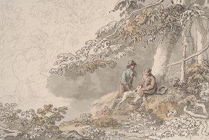 Zwei Jungen und ein Hund im Wald von Anthony Devis