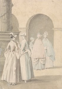 Damen neben einer Säule und Arkade von Anthony Highmore