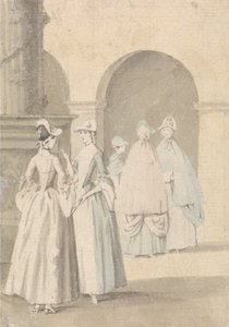 Damen neben einer Säule und Arkade von Anthony Highmore