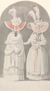 Zwei Damen mit extravaganten Federhüten