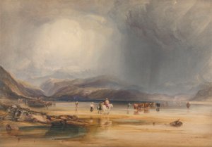 Ein Blick auf Snowdon von den Sands of Traeth Mawr, aufgenommen an der Furt zwischen Pont Aberglaslyn und Tremadoc von Anthony Vandyke Copley Fielding