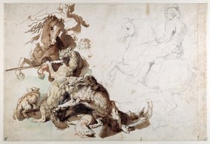 Eine Wolf- und Fuchsjagd (Die Europäische Jagd) von Anthony van Dyck