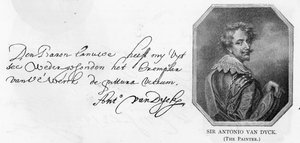 Handschrift und Unterschrift von Van Dyck, 14. August 1636 von Anthony van Dyck