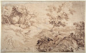 Landschaft im Stil von Tizian (Feder & Tinte auf Papier) von Anthony van Dyck
