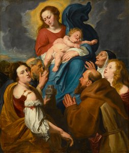Madonna mit Kind und fünf Heiligen von Anthony van Dyck