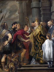 Der heilige Ambrosius verwehrt Theodosius den Eintritt in den Mailänder Dom