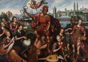Mars, umgeben von den Künsten und Wissenschaften, besiegt die Unwissenheit von Anthuenis (1536 1613) Claeissins or Claeissens