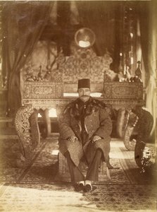 Nasruddin Shah vor dem Pfauenthron sitzend, Gulistan-Palast, Teheran