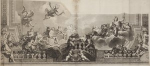 Entwurf des Mittelpanels der Decke der Grand Gallery des Palais Royal, graviert von Nicolas Henri Tardieu von Antoine (after) Coypel