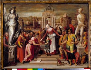 Geschichte der Königin Artemisia I. von Halikarnassos: „Die Übergabe des Buches und des Schwertes“ von Antoine Caron