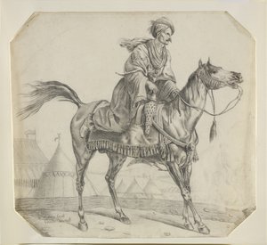 Ein Mameluke besteigt sein Pferd von Antoine Charles Horace Vernet