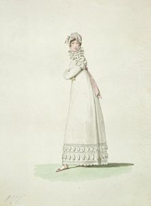 Elegante Frau in einem Outdoor-Kleid, Illustration aus 