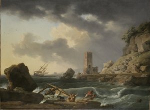 Felsige Küstenlandschaft mit Schiffswrack, 1746 von Antoine Charles Horace Vernet