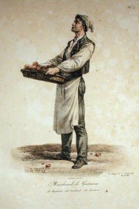 Der Kuchenverkäufer, Nummer 1 aus der Serie Die Rufe von Paris, graviert von Francois Seraphin Delpech (1778-1825) von Antoine Charles Horace Vernet