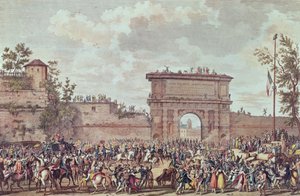 Der Einzug der Franzosen in Mailand, 25. Floreal An IV (14. Mai 1796) (Aquatinta) von Antoine Charles Horace Vernet