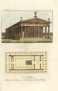 Aufriss und Plan des Tempels des Zeus oder Jupiter am Olymp