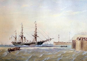 Raddampfer kehrt in den Hafen von Le Havre zurück im 19. Jahrhundert