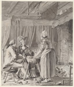 Elegantes Paar beim Mittagessen in einem Landhaus von Antoine François Sergent