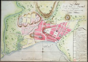 Plan der Stadt Jacmel mit Befestigungen