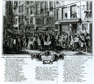 Rue Quinquempoix im Jahr 1720 von Antoine Humblot