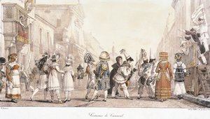 Karnevalskostüme, von Antoine-Jean-Baptiste Thomas (1791-1833), Aquarell. Italien