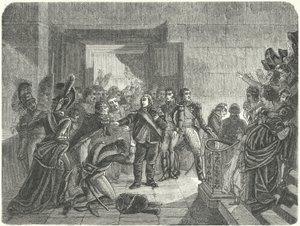 Ludwig XVIII. verlässt den Tuilerienpalast, nachdem er von Napoleons Rückkehr aus Elba erfahren hat von Antoine Jean (after) Gros